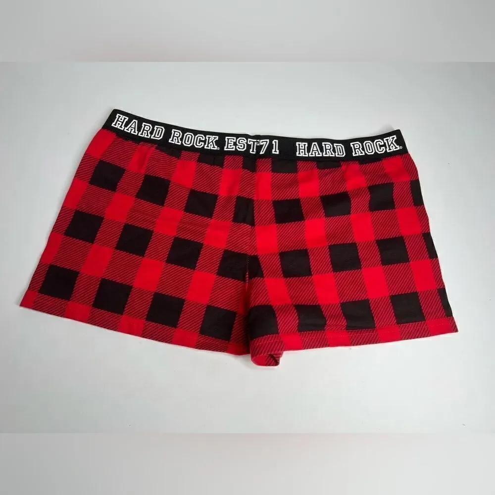 Hard Rock Plaid Cotton Boxer Short Red Black NWOT SIZE S